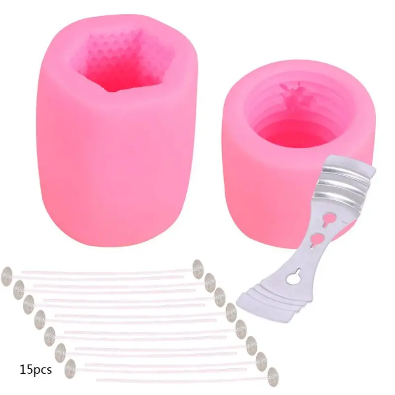 

2Pc Bee Honeycomb Candle Mold Beehive Silicone Mold Kit Beeswax Candle Soap DIY