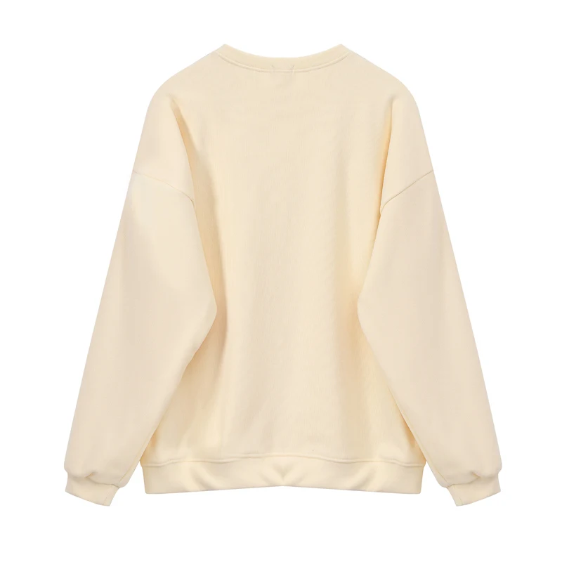 

Women O-Neck Sweatshirt Loose Casual Lady Long Sleeve Letters Embroideried Pullover Tops Female Jumper 2021 New