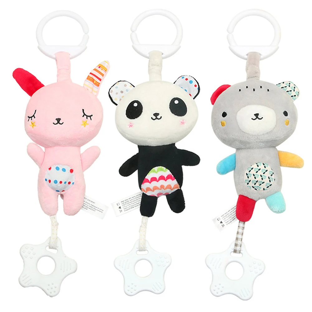

Baby Plush Animal Rattle Crib Pram Stroller Hanging Bed Bell Musical Mobile Rattle Newborn Infant Appease Cute Cartoon Toy