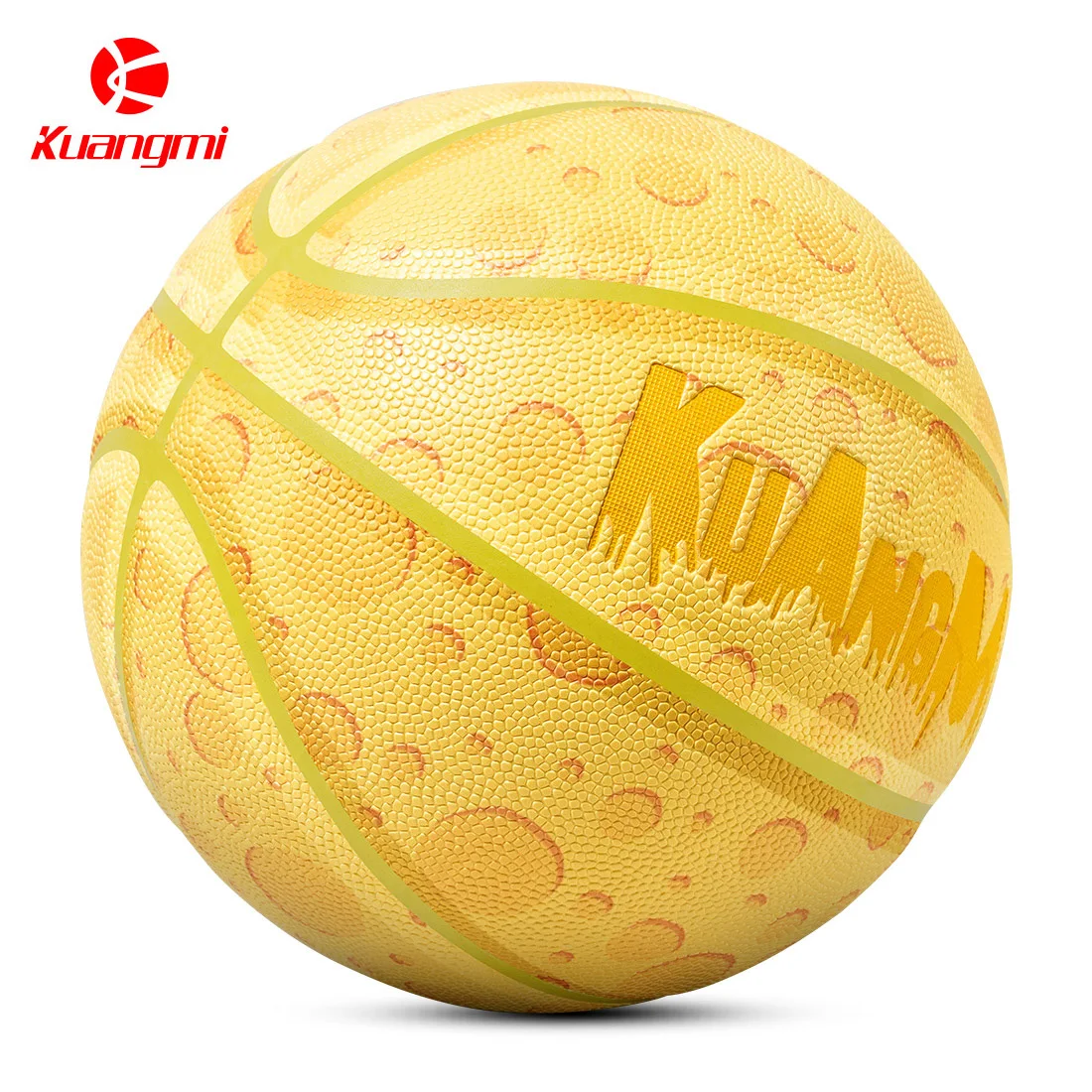 Kuangmi Cheese Basketball Official Size 7 Game Gift Hygroscopic Wear-Resisting Non-Slip PU Street Ball For Adult Students