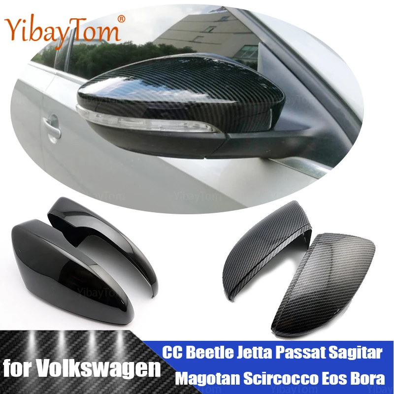 Купи 2pcs Modified Car Styling Side Mirror Cover Caps for Volkswagen VW CC Beetle Jetta Passat Sagitar Magotan Scirocco EOS Bora за 880 рублей в магазине AliExpress