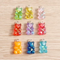 10pcs 1120mm candy colors cute animal gummy bear charms for making drop earrings pendants necklaces keychain jewelry findings