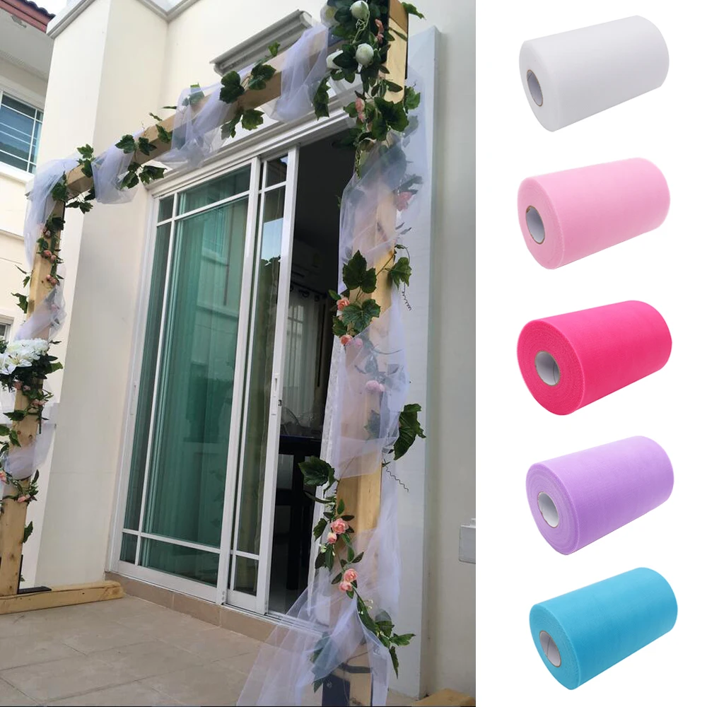 

15cm X 100yards Tutu Tulle Fabric White Mesh for DIY Wedding Party Stage Dress Table Skirts Birthday Decoration Organza Fabrics