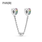 Новый оригинальный браслет Pandora, бусины из стерлингового серебра 925, разноцветные дуги любви, зажим, безопасная цепь, подходит для браслета Pandora, ожерелье, сделай сам, Женская драгоценность