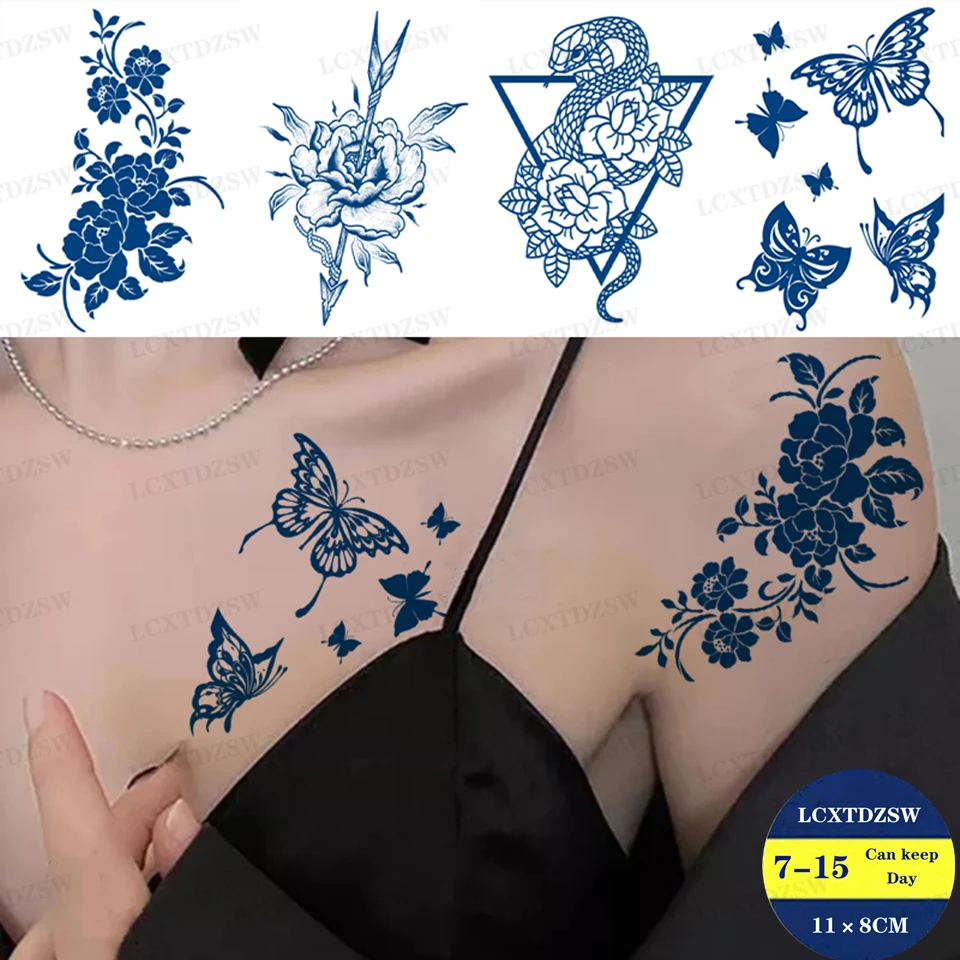 

Temporary Tattoo Stickers, Butterfly Tattoos, Sexy Flowers, Fake Tattoos, Waterproof Ink, Body Art, Collarbone, Arms And Legs