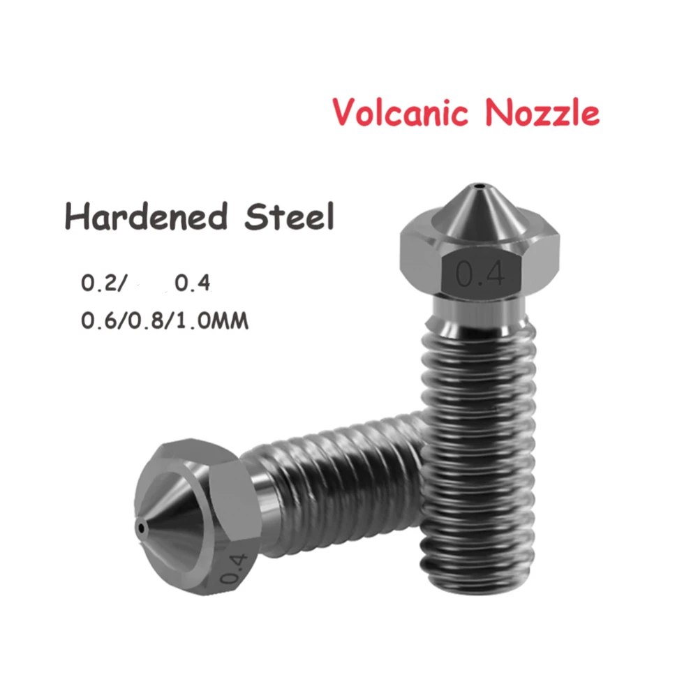 

1PCS Hardened Steel Volcano Nozzles For High Temperature 3D Printing PEI PEEK Or Carbon Fiber Filament For E3DVolcano Hotend