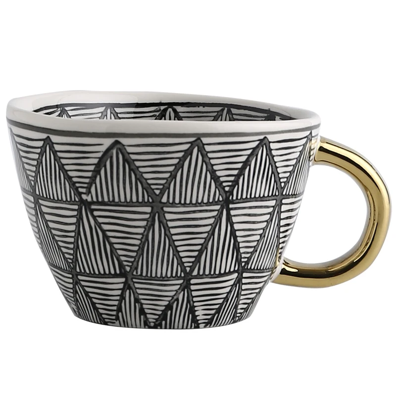 

Creative Geometric Ceramic Mugs With Gold Handle Handmade Coffee Cups Irregular Shaped Tea Milk Mug Cup Unique Gifts Home Decor