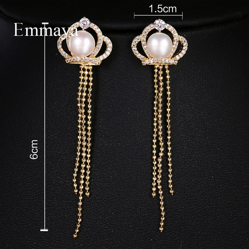 Новый сезон дизайнерские длинные золотые серьги Emmaya с короной содержат