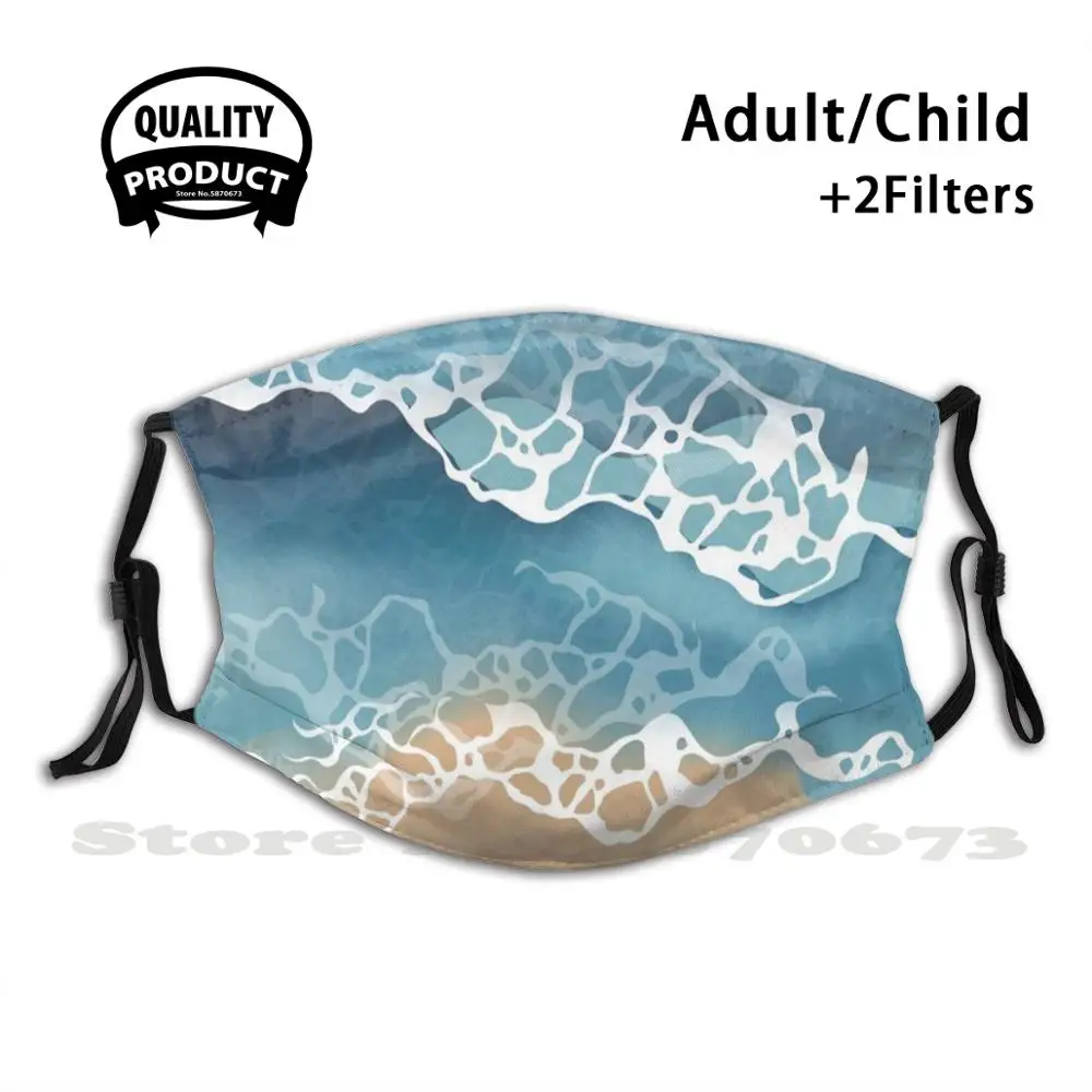 

Summer Blue Ocean Waves Anti Dust Face Mask Washable Filter Reusable Blue Ocean Blue Ocean Waves Color Colorful Wave Wavey