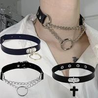 sexy gothic punk rock pu leather choker necklaces for women teens girls hip hop rivet choker necklace fashion jewelry gifts