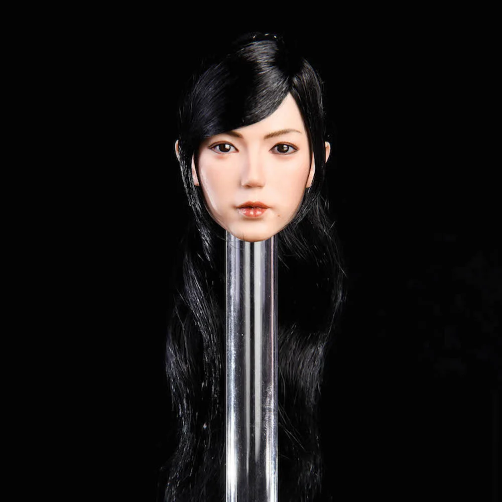 1/6 азиатский золотистый красный черный волос женская модель головы 12-дюймовый