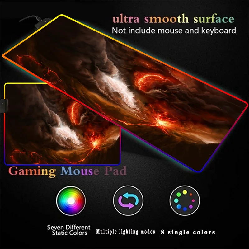 

Dark Cloud Lightning RGB Gaming Large Mouse Pad Led Computer Mousepad Big Mouse Mat with Backlight Carpet for Keyboard Desk Mat