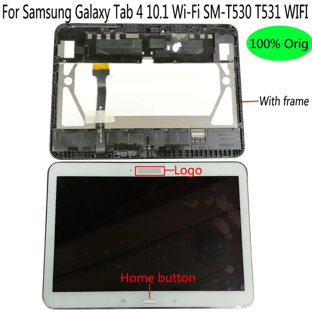Original para Samsung Digitador da Tela + Quadro Lcd de Toque Shyueda Galaxy Wi-fi Sm-t530 T531 Display Tab 4 10.1