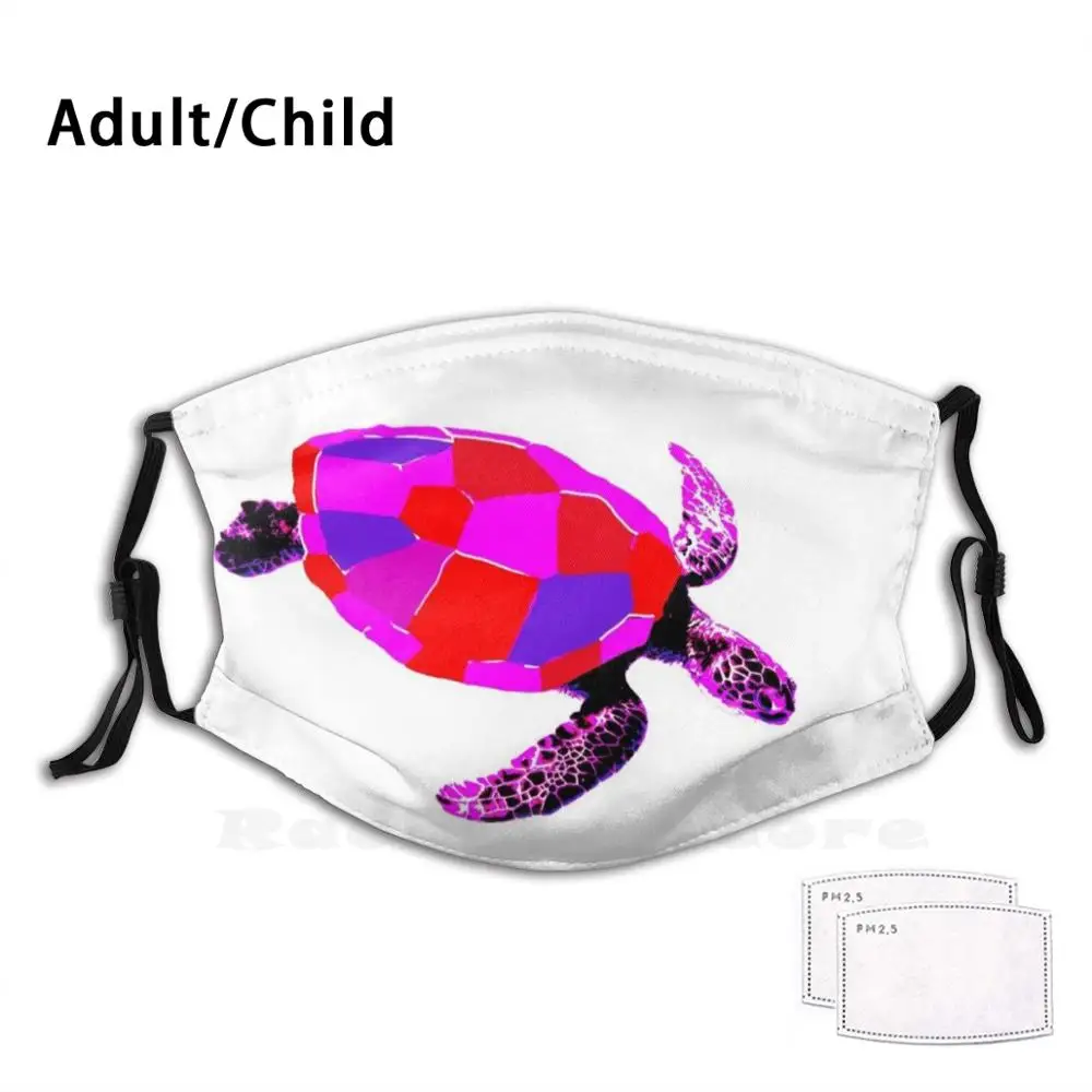 

Graphic Pink Turtle Funny Print Reusable Pm2.1450 Filter Face Mask Turtle Turtles Pink Patchwork Graphic Sea Life Sea Creature