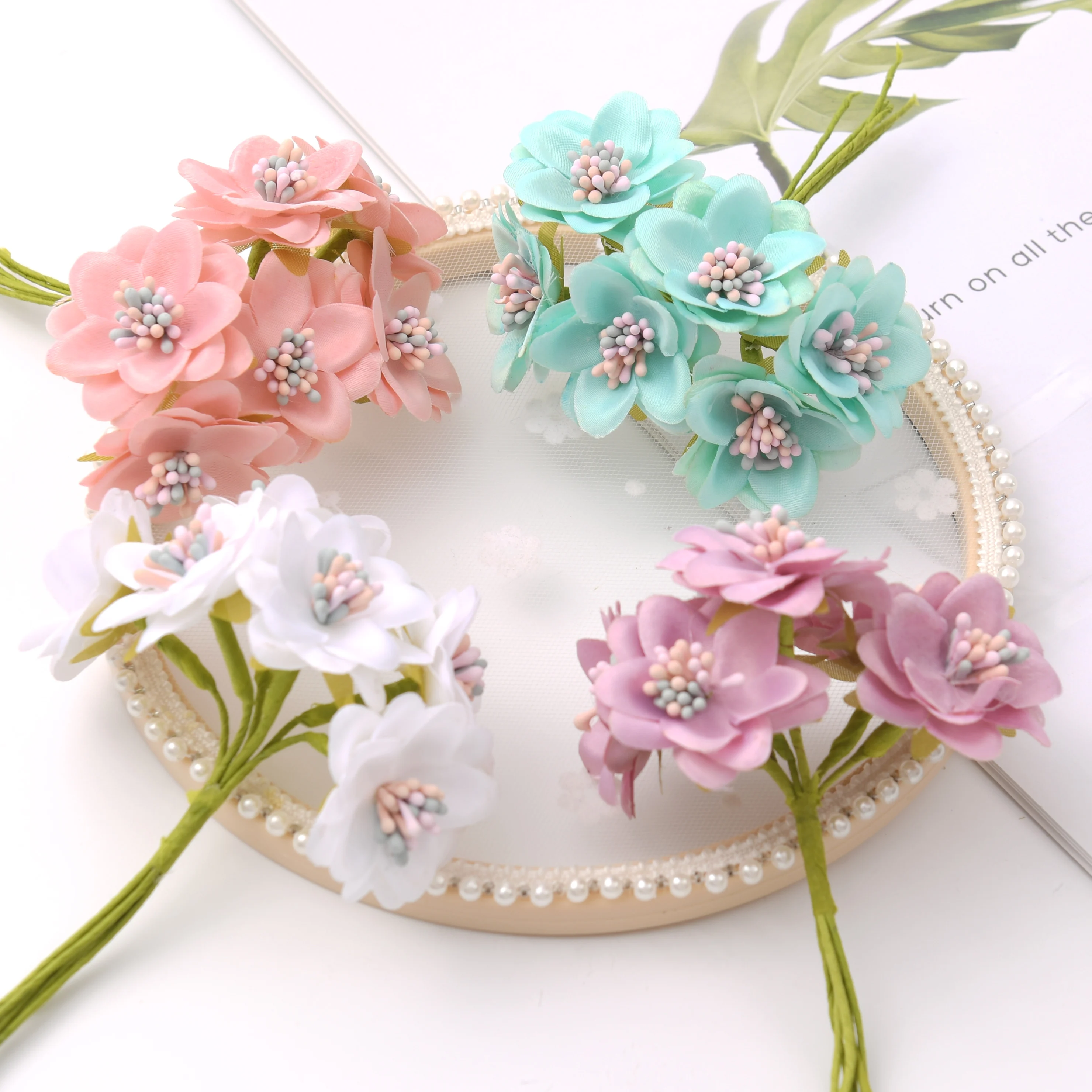 

6pcs/1 bunch Mini Rose Bouquet Artificial Silk Flowers For Wedding Decoration DIY Scrapbooking Wreath Gift Craft Fake Flower