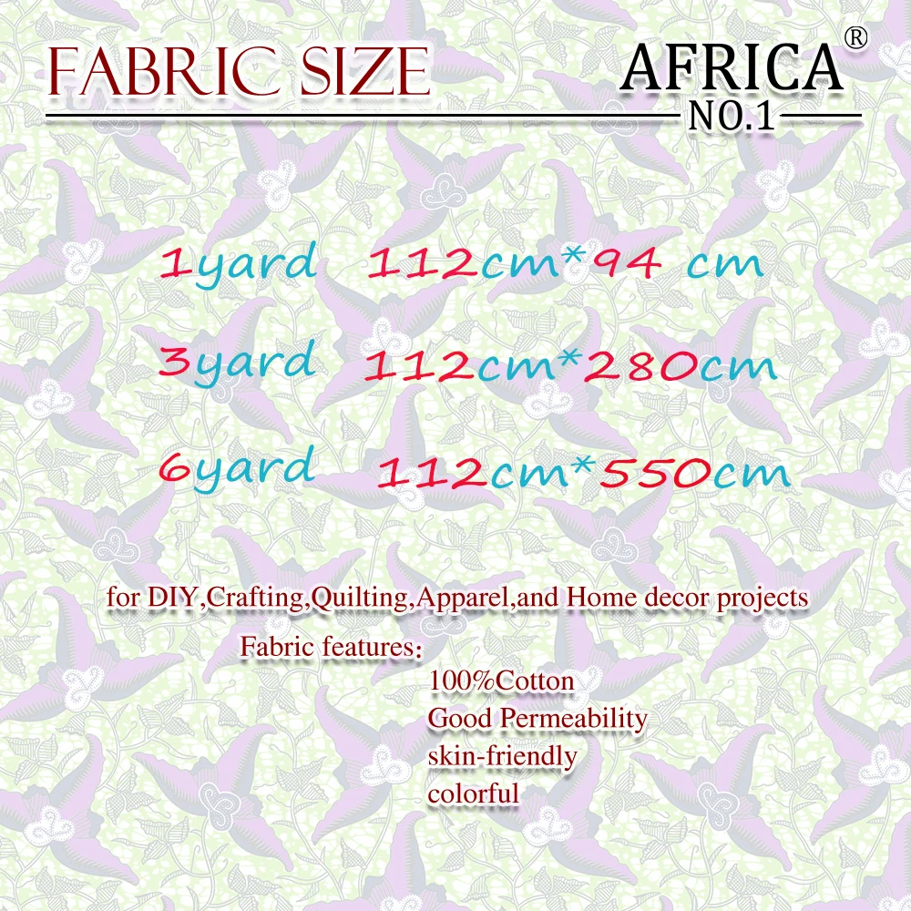 

African Wax Fabric Wax Print 100% Cotton Dutch Ankara Real Wax for Dresses Sewing Materia