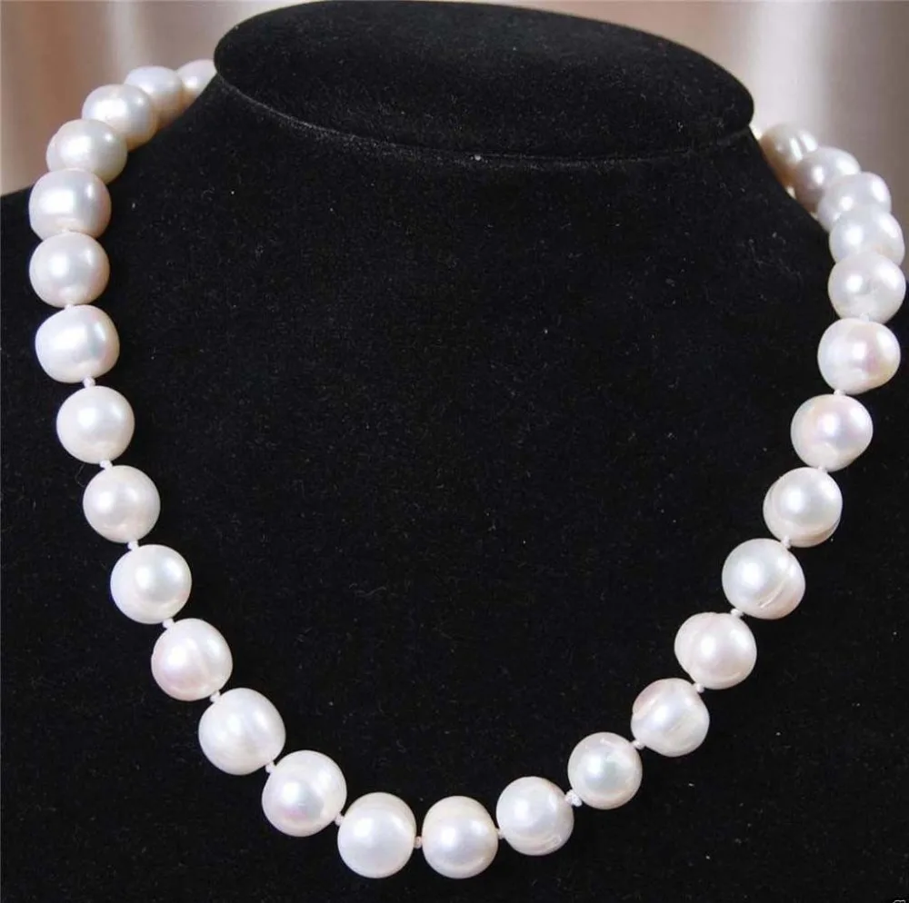 

New 10-11mm Genuine Natural Ms White Akoya Freshwater Pearl Necklace 18"
