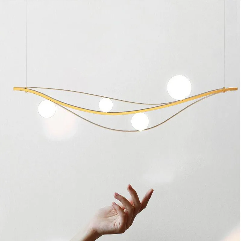 

Modern minimalist glass ball lampshade golden lighting fixtures Nordic indoor lighting kitchen office bar restaurant chandelier