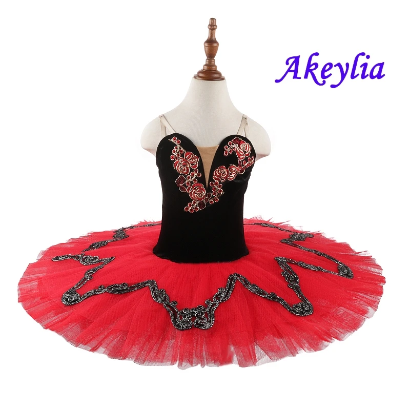 Kitri ballet tutu pancake dress for performance Don Quixote pre-professional ballet stage costumes tutu dress black red 20015