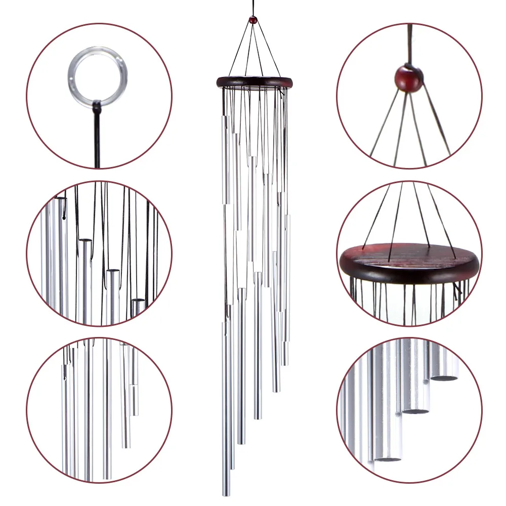 Большие глубоко расслабляющие ветряные колокольчики 73 см 18 трубок металлические