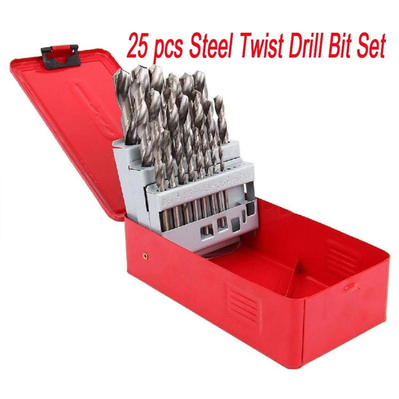 

25pcs HSS Drill Bit for Metal Titanium Coated High Speed Steel Drilling Bits Set 1.0~10mm Power Tools Accessories