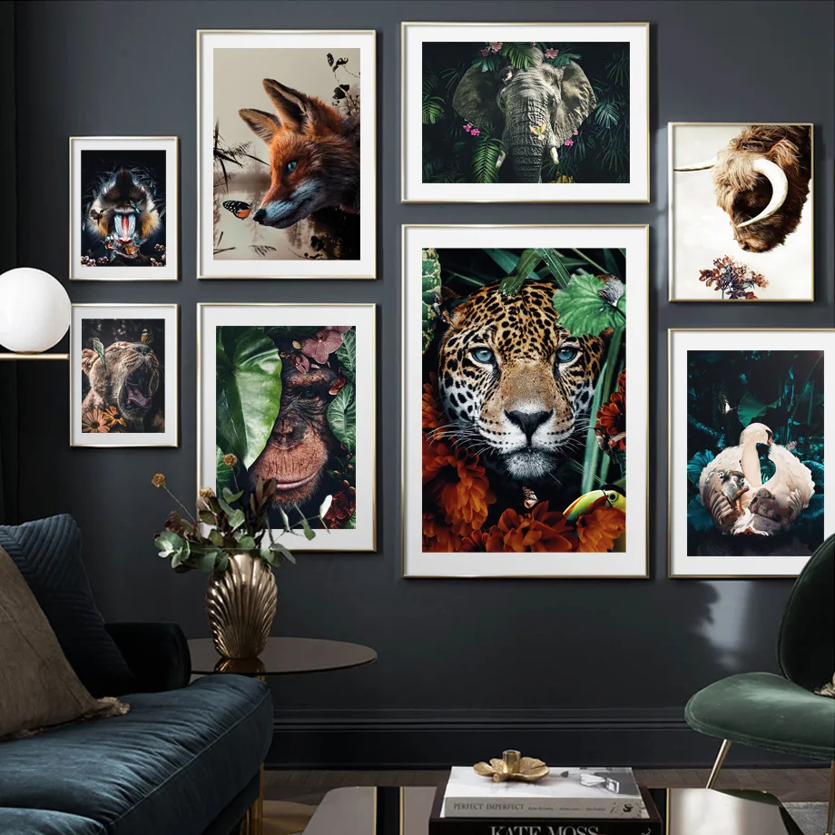 

Wild World Cheetah Fox Elephant Orangutan Wall Art Canvas Painting Nordic Posters And Prints Wall Pictures For Living Room Decor