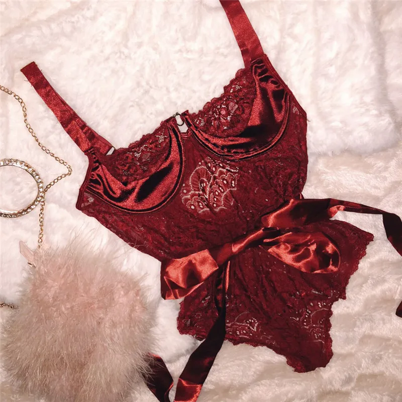 

2019 Sexy Women's Red Lace Bodysuit Summer Ladies Sleeveless red Lace bodysuits Jumpsuits Romper XMAS