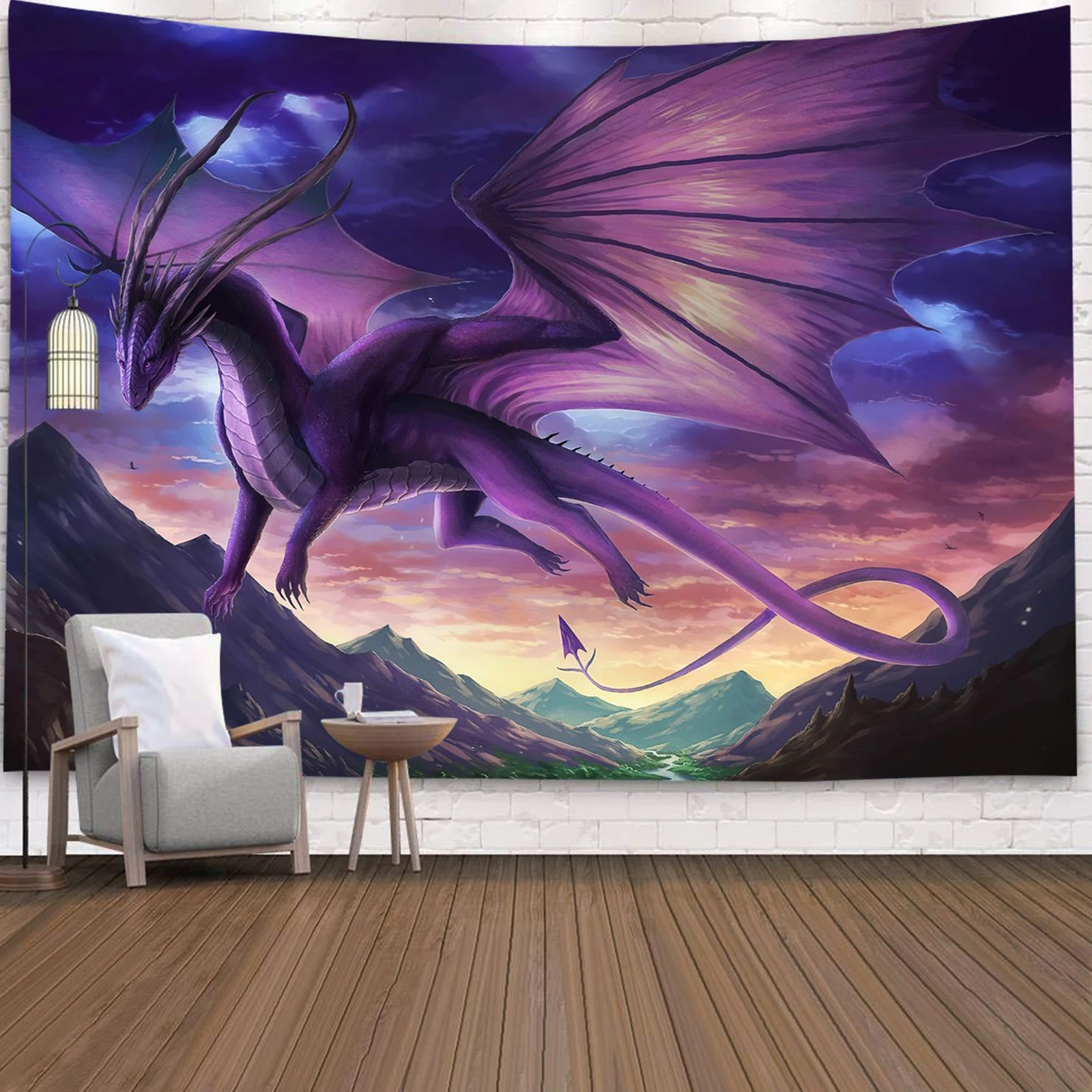 

Wall Hanging Tapestry Cartoon Dragon Pattern Tapestries Fairytale Trippy Colorful For Home Dorm Fantasy Decor Yoga Camp Mat
