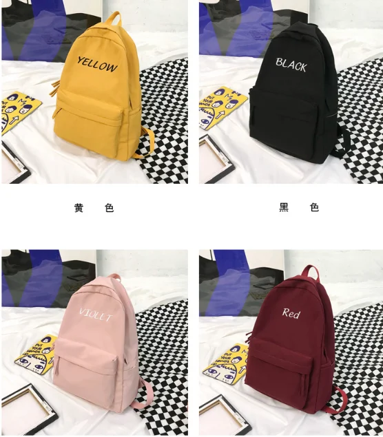 

2021 New Design Large Capacity Solid Color Waterproof Nylon Casual Backpack School Bag Mochilas Feminina bagpack mochila mujer