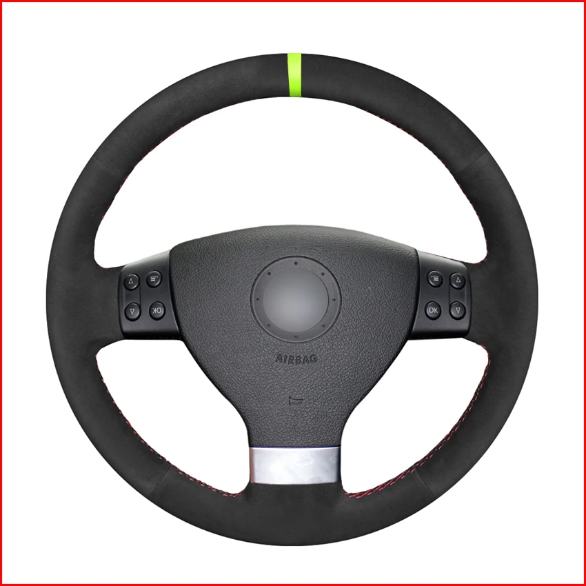Чехол на руль черная замшевая накладка для Volkswagen Golf 5 2005-2009 Passat B6 Jetta 3 Tiguan Touran 2008 2009