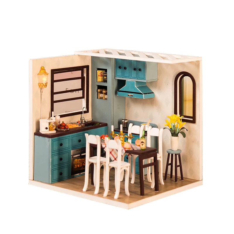 Дети DIY кукольный дом мебель Diy Миниатюрный 3D Деревянный миниатюрный кукольный домик игрушки для детей подарки на день рождения Каса дневник котенка