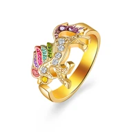 wangaiyao temperament unicorn ring colorful pony open ring adjustable ring womens fashion jewelry