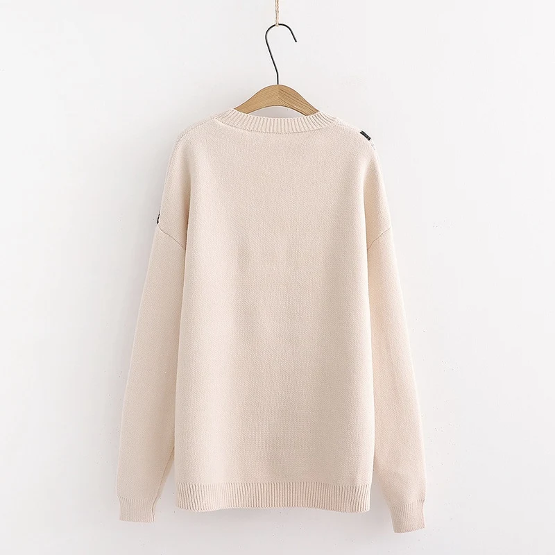 Winter New Women Pullover and Sweaters O-neck Cartoon Pattern Jumpers Loose Style oversized Knitwear Sweater AFC263 | Женская одежда