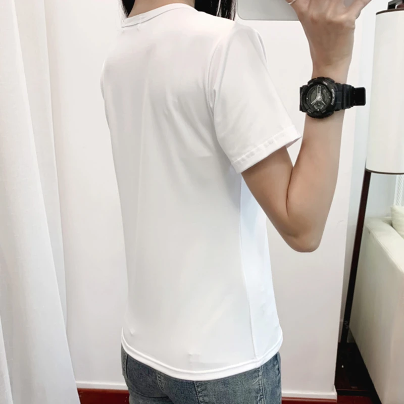 

Women Solid Color Basic T-Shirt Casual O-neck Short-sleeved Top Harajuku Summer Blank Event Cultural T-Shirt