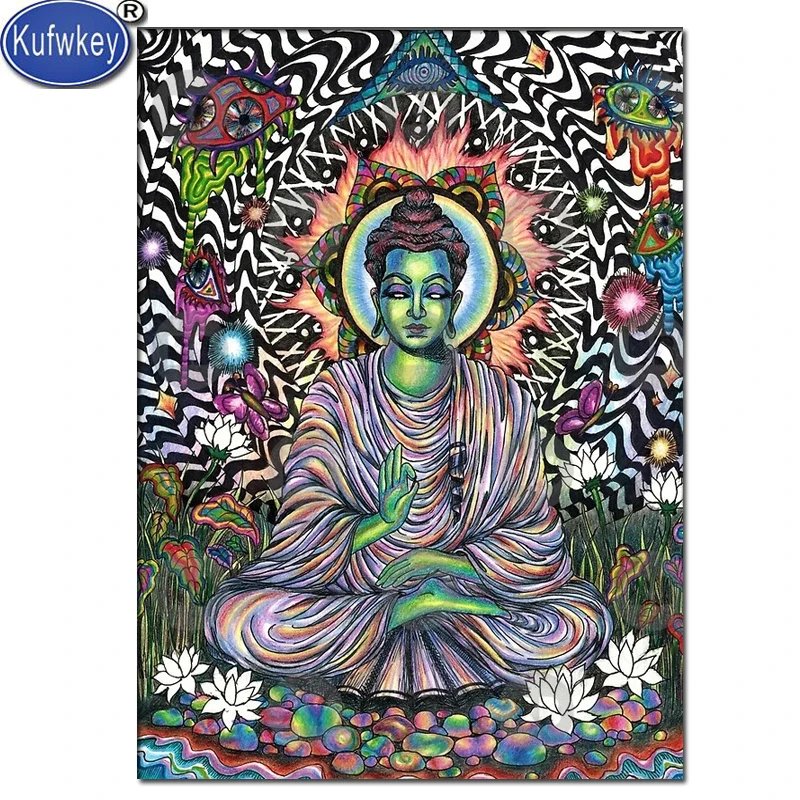 Полноразмерная квадратная/круглая 5d алмазная картина с кристаллами Будда 3d