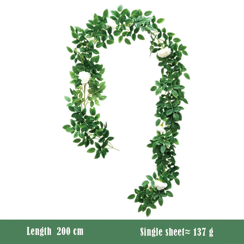 2 м искусственные лозы шелковые розы поддельные криперы зеленый лист для