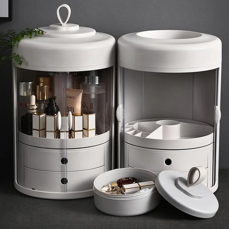 

Rotating Drawer Makeup Storage Box Dust-Proof Desktop Skin Care Product Storage Box Portable Cosmetic Box Cosmetic Organizer