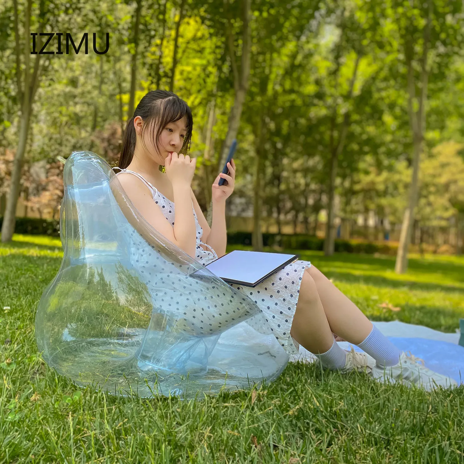 Satin Al Çok İşlevli şeffaf şişme Seyahat Plaj Katlanır Yatak Odası Mobilyası Koltuk Koltuk Takımı Oturma Odası Mobilya Modern Sandalye