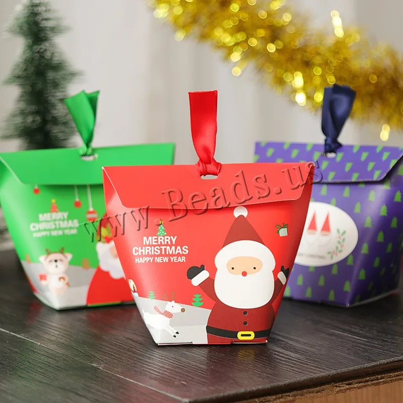 

Christmas Candy Box Bags Santa Claus Gift Box DIY Cookie Packaging Bag Merry Christmas Party Decoration Home New Year 2022 Noel