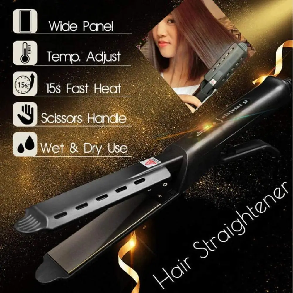

Hair Straightener Four-gear Temperature Adjustment Ceramic Tourmaline Flat Iron Women Hair Straightener Widen Panel Hair Curler