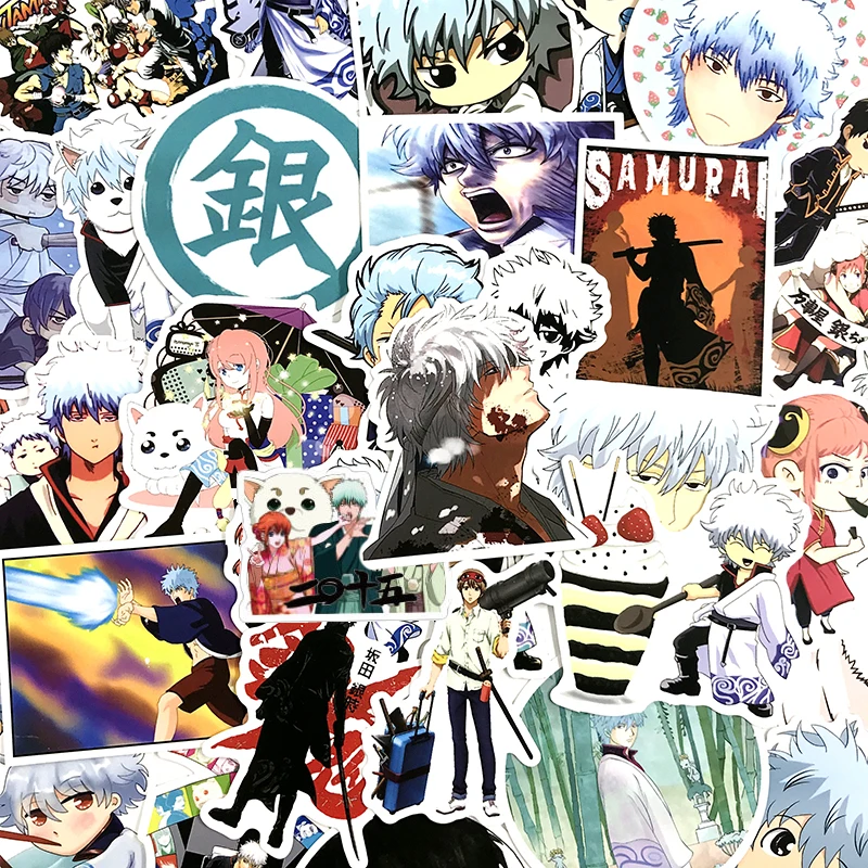 10/50pcs /pack Japan Anime Gintama Cartoon Stickers For Case Laptop Motorcycle Skateboard Luggage Children Toy Decal Sticker - купить по