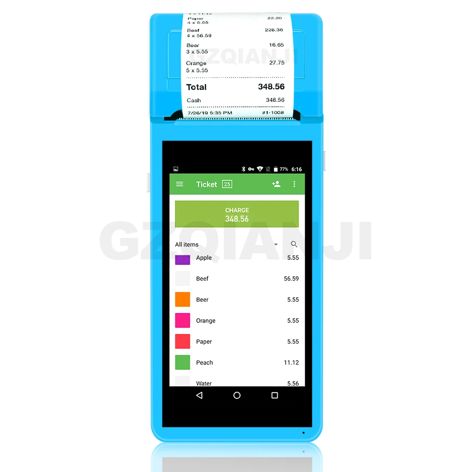 Blue 3G PDA POS портативное устройство pos-терминал Встроенный термопринтер bluetooth 58 мм wifi Android прочная PDA камера для считывания штрих-кода сканер 1D 2D - Цвет: Blue 3G