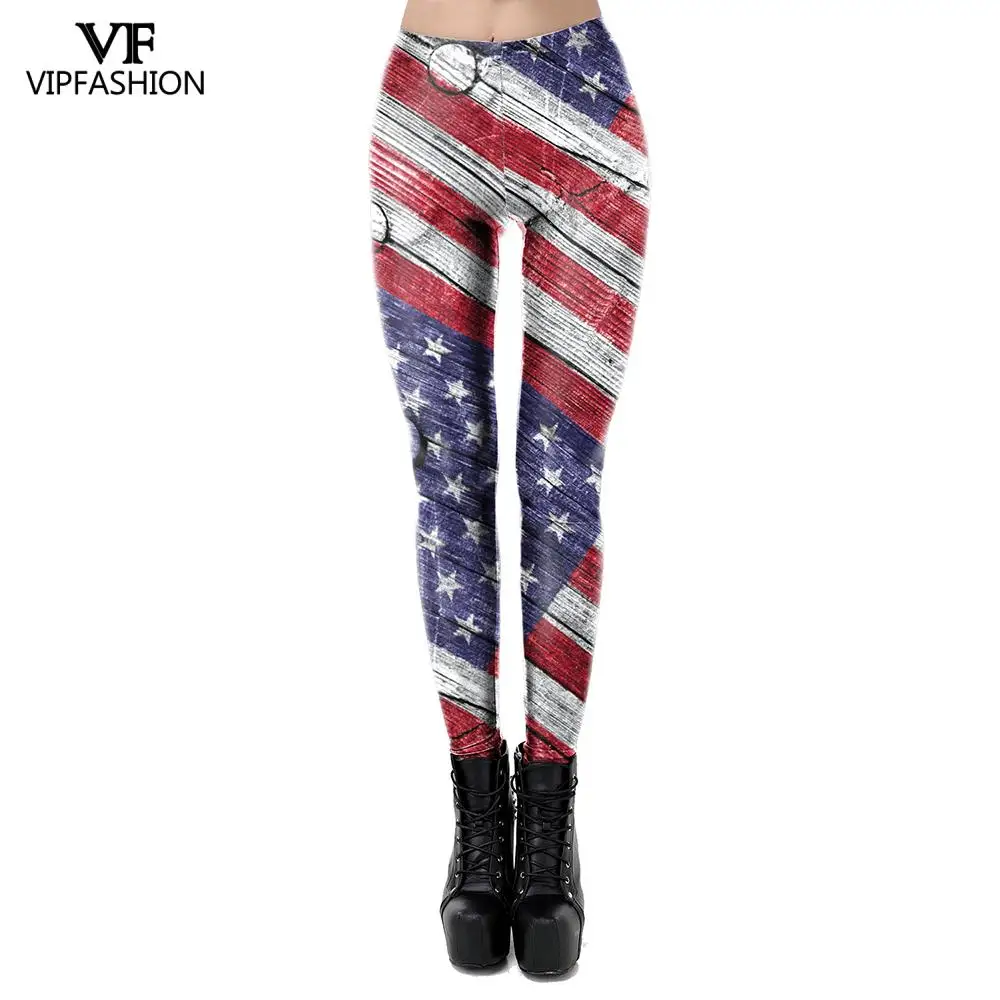 

VIP FASHION Summer Style Women Leggings Fitness American Flag Star&Stripe Printed High Waist Elasticity Workout Pants Drop Ship