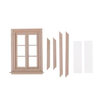 112 dollhouse miniature double window wooden 6 pane frame and glass plate doll house diy double window accessories for doll hou