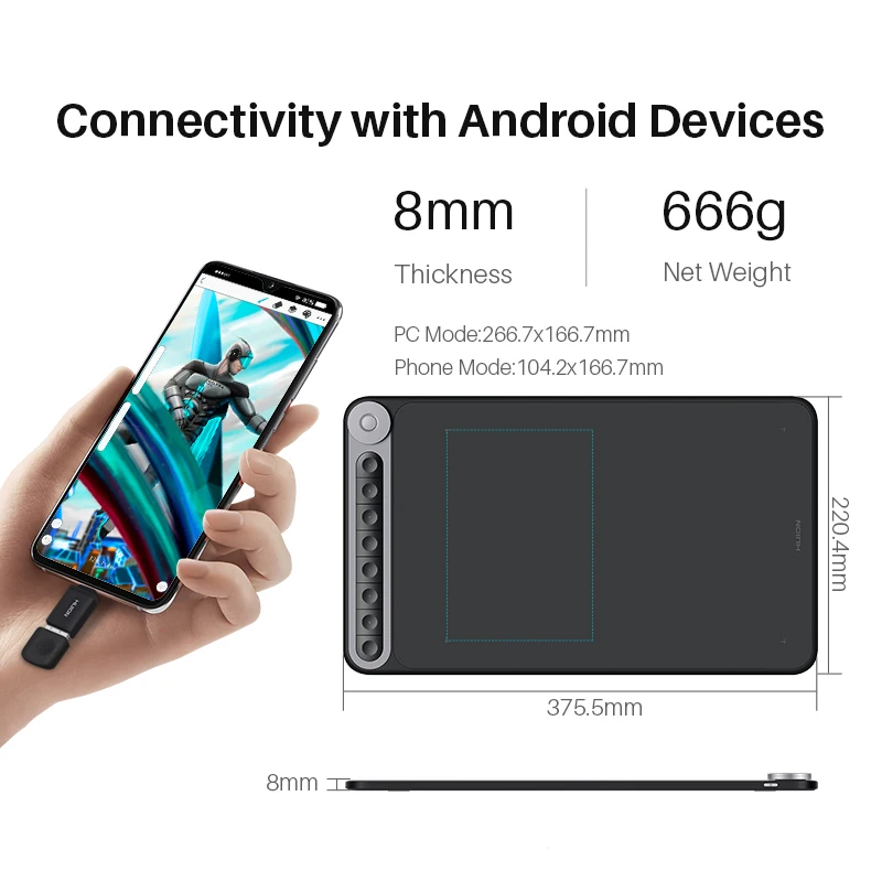 Huion Новое поступление Inspiroy Dial Q620M графический планшет беспроводной рисунок цифровая ручка планшет с циферблатом для ПК и Android
