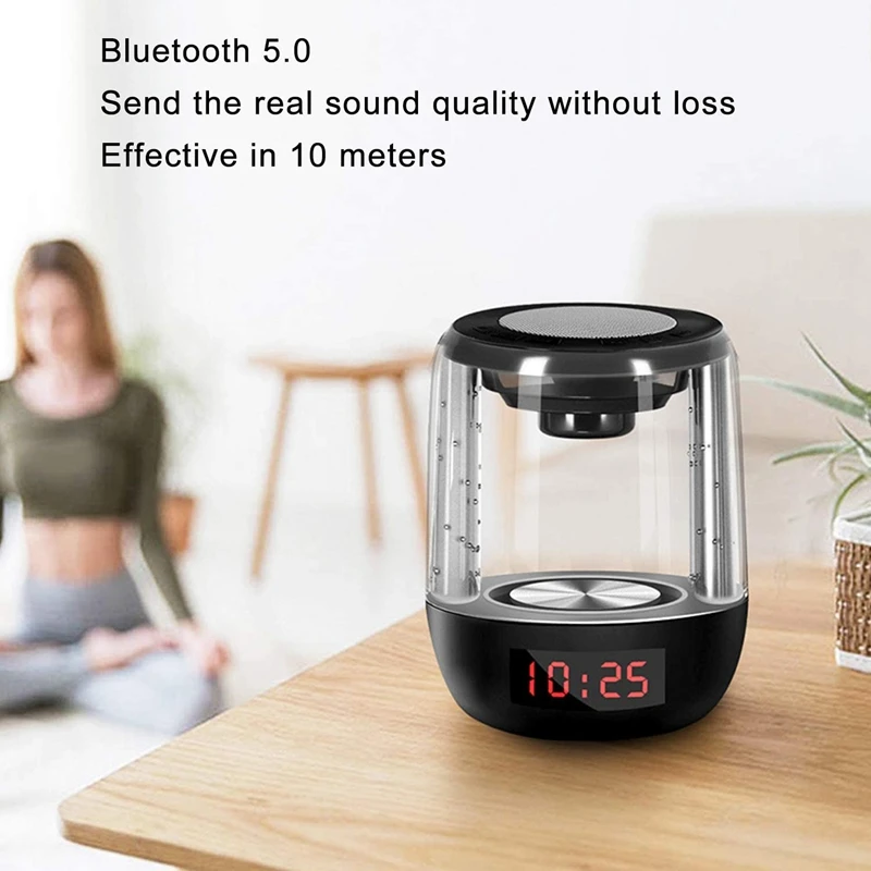 

Bluetooth 5.0 Speakers Digital Desk Alarm Clock 4 in 1,Portable Wireless Speaker 7 LED Colors Colored Night Lights