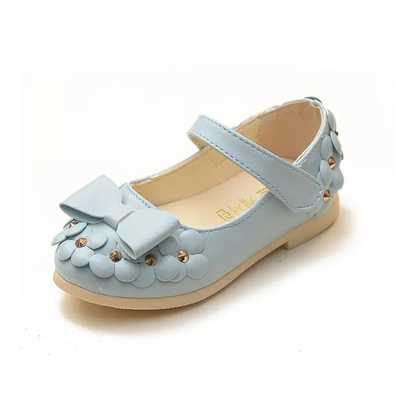 Кожаная обувь для девочек Праздничная с цветами маленьких принцесс детская на