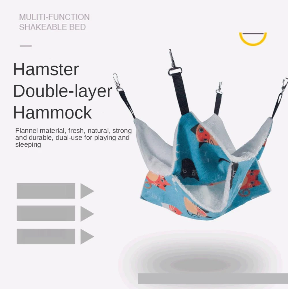 

High-Quality Hanging Hamster Hammock Double-Layer Cat Cabin Squirrel Sleeping Bag Portable Plush Cotton Nest Small Pet Supplies