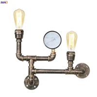 iwhd 2 heads rustic vintage wall lamp for bar restaurant living room water pipe light loft industrial wall sconce edison style