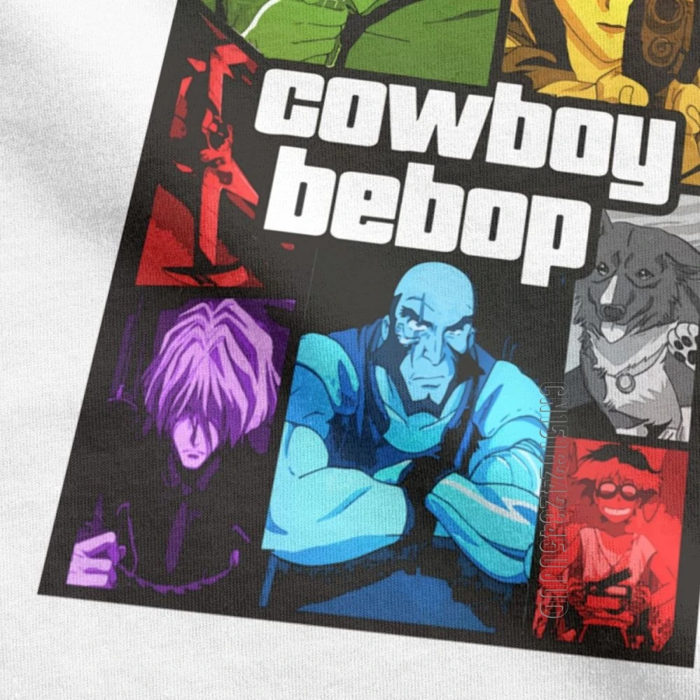 Cowboy Bebop GTA V Mosaic T-Shirt Men T Shirts Anime Spike Japanese Manga Jet Faye 100% Cotton Tee Shirt Gift Idea Tops O Neck | Мужская